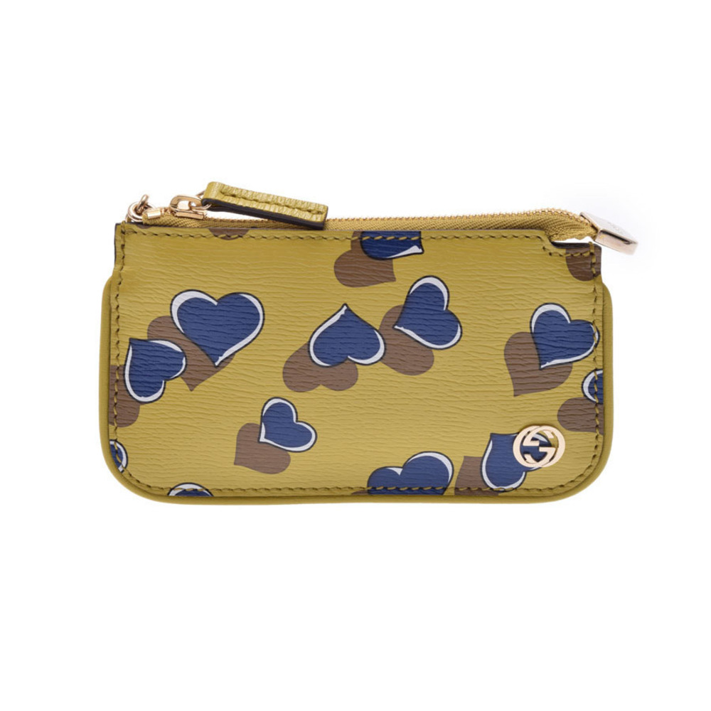 Gucci GG Kaleido Wallet key ring leather mustard heart